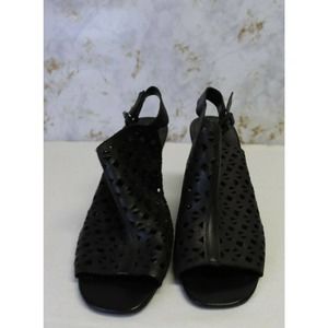 Franco Sarto Women's Black Cutout Mule Heels Size 10 the artist collection